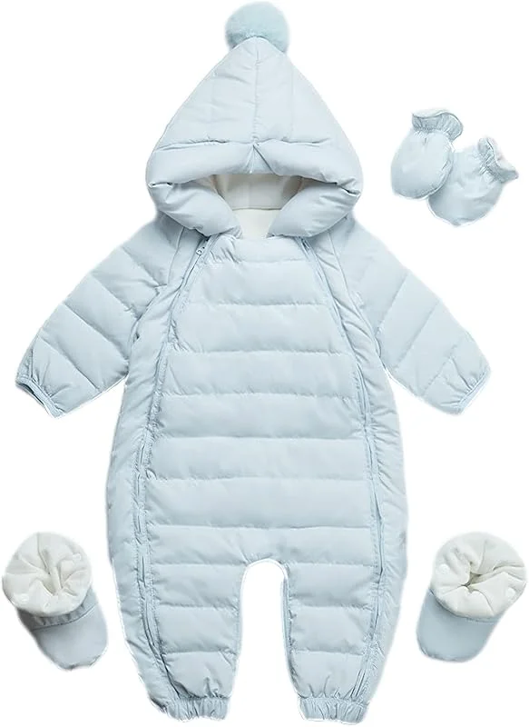 amropi Combinaison de Neige Bébé avec Gants et Chaussons Fille Garçon Manteau à Capuche Jumpsuit pour 3-24 Mois — Vetements ski