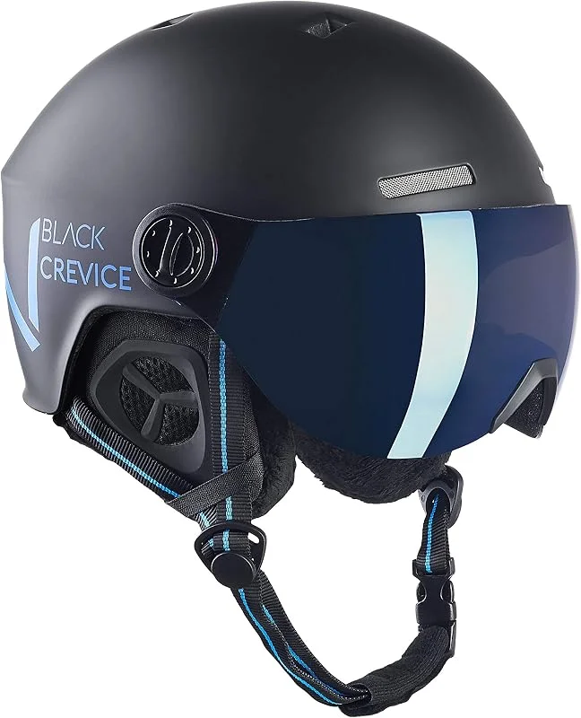 BLACK CREVICE Casque de Ski Sölden I Casque avec visière en Style Pilote de différentes Couleurs I Casque Hommes & Femmes I Casque de Snowboard Unisexe I Casque Respirant I Taille réglable — Equipement ski