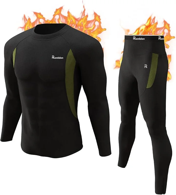 romision Sous-vêtement thermique pour homme avec doublure en polaire pour la chasse, ensemble couche de base pour temps froid — Vetements ski