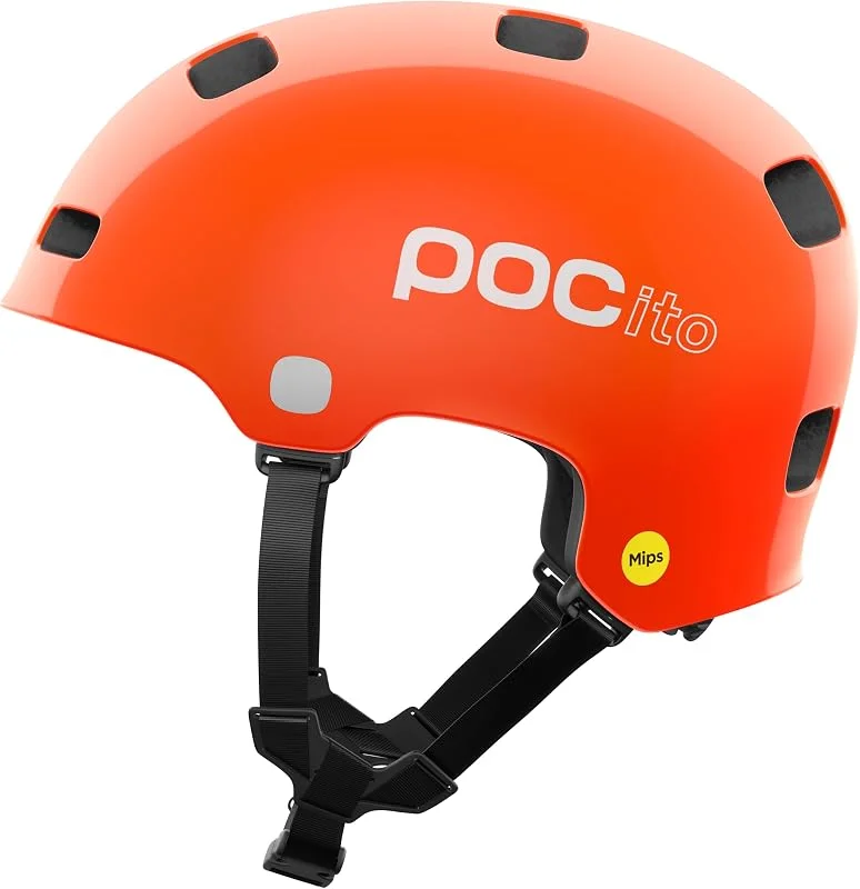 POC POCito Crane MIPS – Casque vélo Enfant avec MIPS Evolve, Coque PC résistante, Couleurs fluorescentes et détails réfléchissants pour sécurité en Ville et Loisirs — Equipement ski