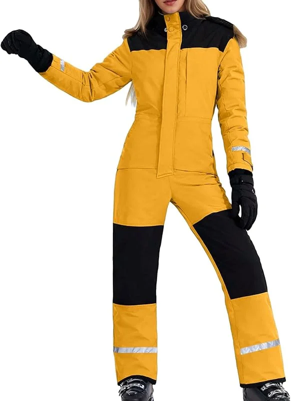 Générique Combinaison de ski d'hiver isolée avec capuche, coupe-vent et thermique, idéale pour les activités par temps froid. Pantalon de snowboard pour activités hivernales en extérieur. — Vetements ski
