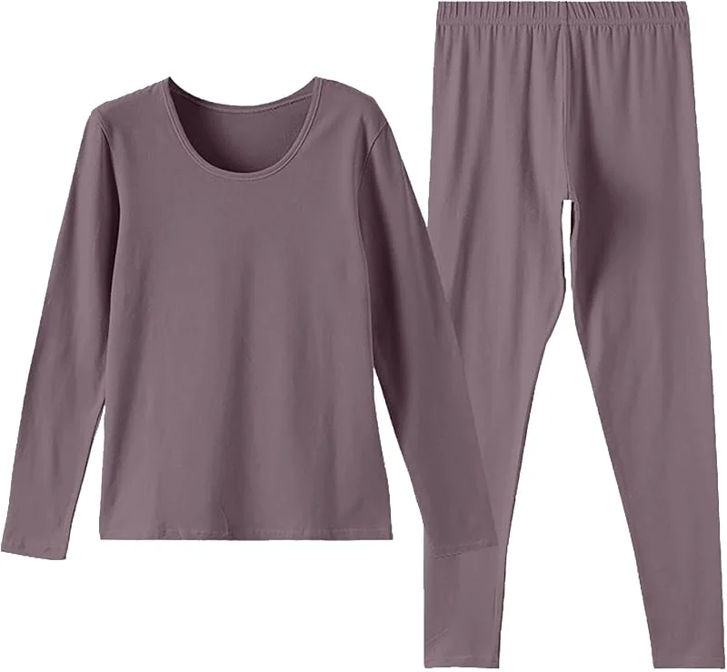 Ensemble de sous-vêtements thermiques ultra fins pour femme - En modal - Col rond profond - Sous-vêtements fonctionnels ultra doux - Pour le jogging, le ski, le cyclisme — Vetements ski