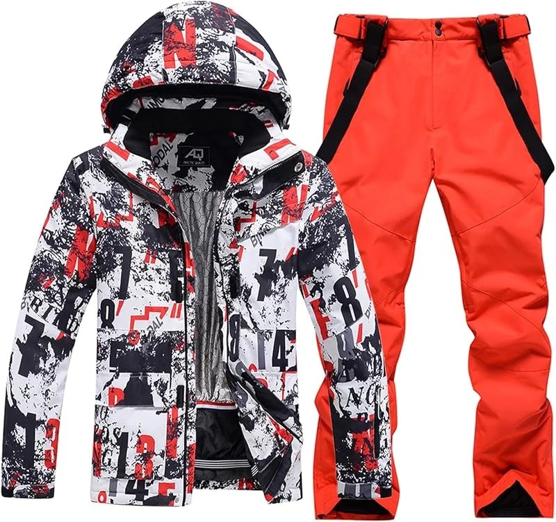HOUZONIY Vestes de Ski et Pantalons de Ski Pour Hommes Vent Étanche Ensemble Ski Deux Pièces Ensemble De Pantalons De Vestes De Ski pour Les Sports d'hiver — Vetements ski
