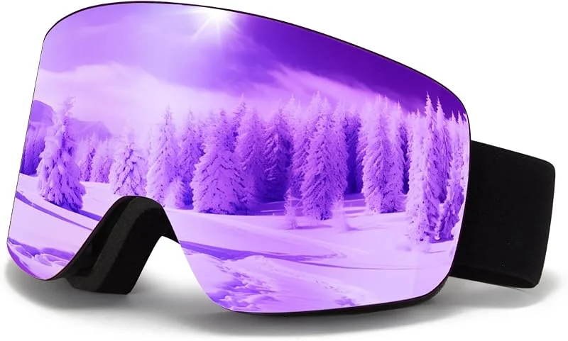 Masque de Ski, YH227 OTG Ajustables Lunette de Ski, Masque Lunettes de Ski pour Hommes Femmes Jeunes, Anti-UV Anti-Buée Lunettes de Snowboard — Equipement ski