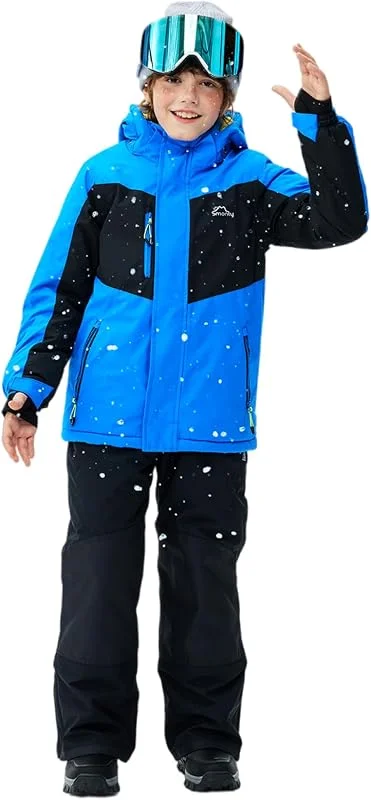 SMONTY Kids Snowsuit for Girls Boys Winter Ski Jacket & Pants Set Hooded Set Windproof Waterproof Warm — Vetements ski