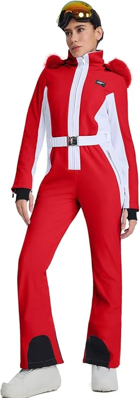 ALSOGO Combinaison de ski pour femme - Combinaison de snowboard fine et isolée - Imperméable - Coupe-vent - Hiver - Neige - Snowboard - Pour les sports de plein air — Vetements ski