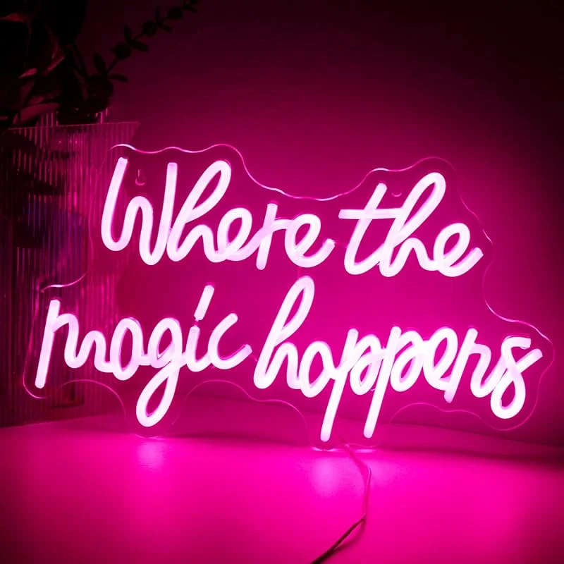 Where the Magic Happens Enseigne Au Néon LED Rose Mot Light Up Signes Pour Mur USB Alimenté Lettre Néon Light Signes Lumière Intérieure Pour Chambre De Mariage Anniversaire Décor Partie Signe — Equipement ski