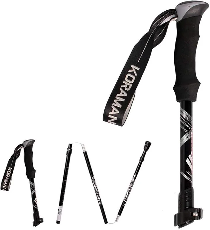 Bâtons De Randonnée Serrure Extérieure en Métal, Connexion De Câble Métallique Intégrée, Joliment Peint, Portable Pliable en Aluminium, Sports De Plein Air, Cadeaux — Equipement ski