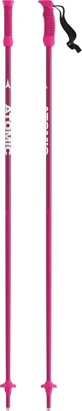 ATOMIC AMT JR Bâtons de Ski en Aluminium 3* de qualité supérieure, poignée Ergonomique JR sur Le bâton, dragonne élastique, bâtons avec rondelle de 50 mm — Equipement ski
