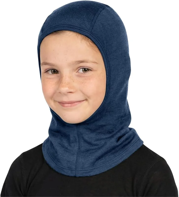 menique Cagoule 100 % laine mérinos pour enfants – 160 g, m² – Masque de ski respirant et doux pour garçons – Cache-cou thermique pour temps froid – Chapeau coupe-vent pour cyclisme, course à pied, ski — Vetements ski