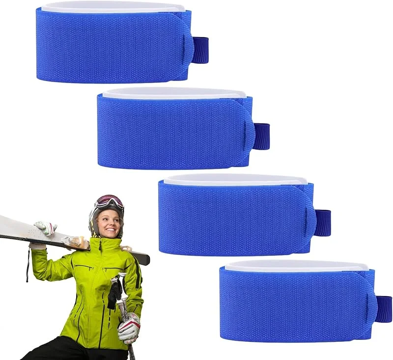 Sangles de transport pour skis, sangles de transport – 4 sangles en nylon, sangle de transport, sangle de planche à neige, accessoires de sports d'hiver — Equipement ski