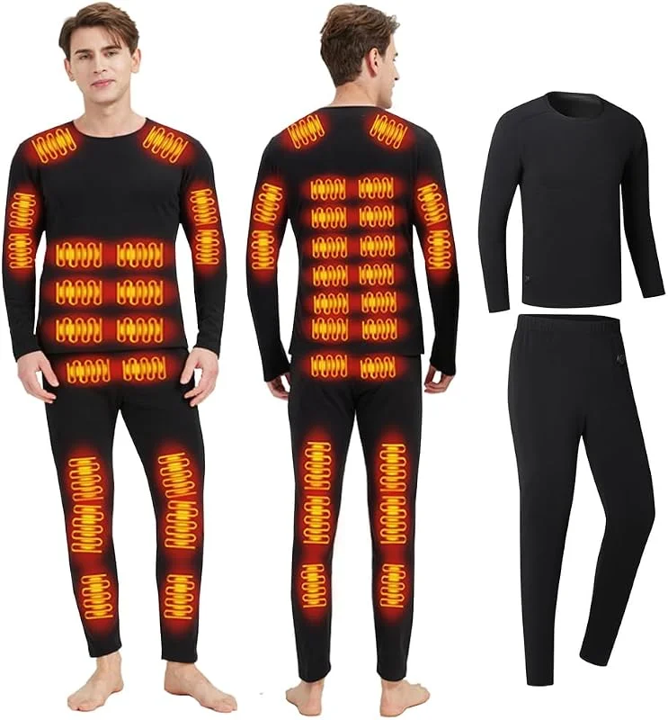 Ensemble de sous-vêtements Thermiques Chauffants pour Homme et Femme Chargement USB 42 Zones Intelligent, pour l'hiver et Le Froid & S, 4XL — Vetements ski