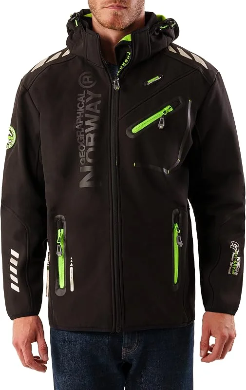 Geographical Norway Royaute Men - Veste Softshell Capuche Homme Impermeable - Manteau Outdoor Blouson Coupe Vent Tactique Resistant - Randonnee Ski Automne Hiver Printemps — Vetements ski