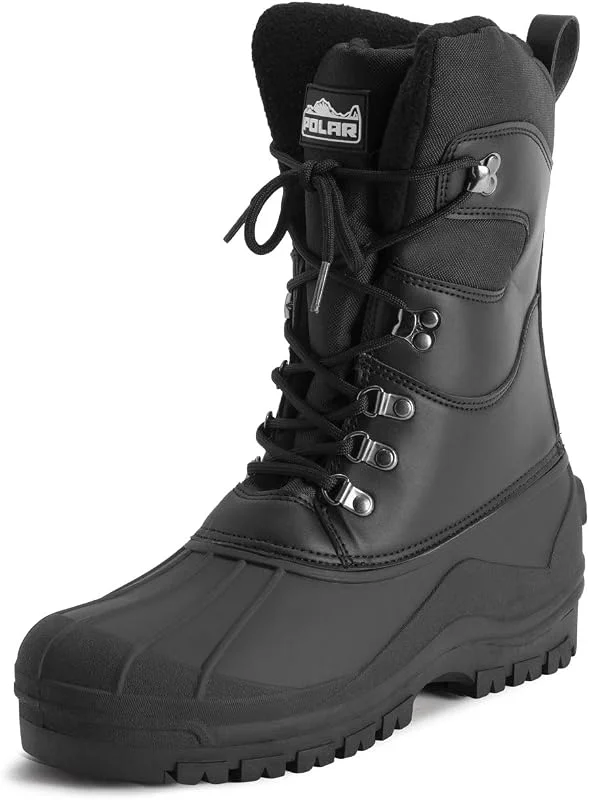 Polarr Hommes Grand Nylon Engrener Avec Superposition Canard Imperméable Sole Lacer L'hiver Bottes De Neige — Equipement ski