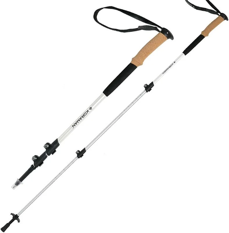 Bâtons De Randonnée Poignée en Liège 7075, Serrure Extérieure en Métal, Dragonne en Velours, Pointe Longue en Acier Au Tungstène — Equipement ski