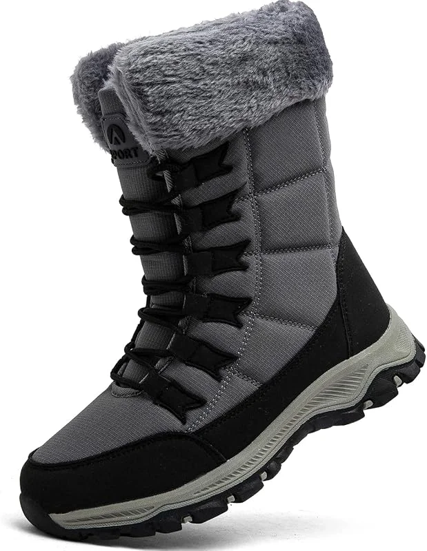 Bottes de Neige Femme Doublé Chaud Antidérapantes Outdoor Bottine de Randonnée Chaussures d'hiver — Equipement ski