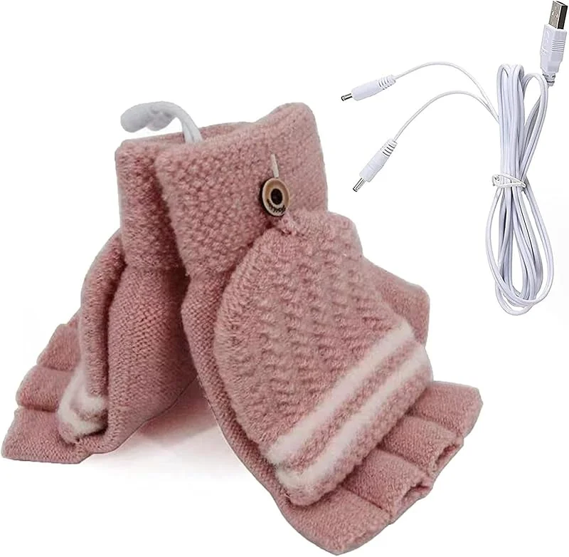Gants chauffants pour femme, gants chauffants USB pour temps froid, Ski d'hiver, doigts complets et mi-doigts, cyclisme pour la conduite, la randonnée, la pêche — Vetements ski