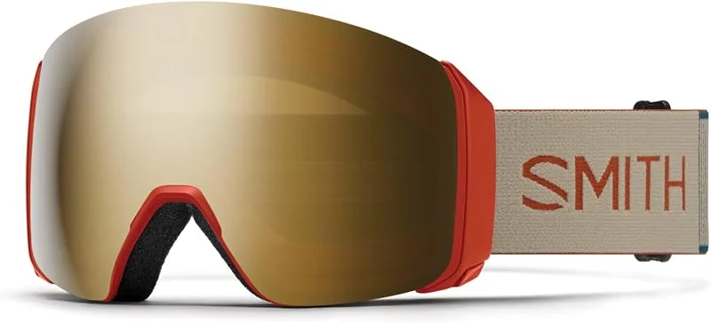 SMITH 4D Mag XL Lunettes de ski et snowboard pour adulte avec vision BirdsEye Vision, performance anti-buée et protection UV 100% – Pour homme et femme – Rouille ChromaPop Sun Black Gold Mirror — Equipement ski