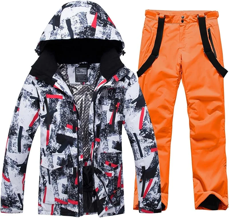 ALSOGO Vêtements de Ski Pour Hommes Vestes de Ski et Pantalons Longs Ensembles Imperméables Vêtements de Ski Vestes de Snowboard Pantalons Vêtements de Ski Pour Hommes — Vetements ski