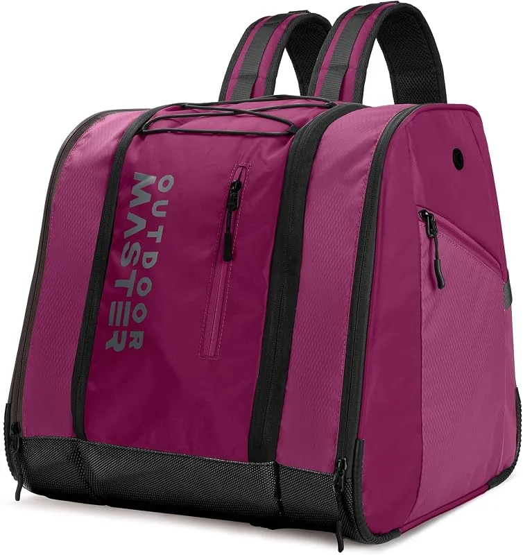 OutdoorMaster Sac à dos pour chaussures de ski, voyage en avion, snowboard, avec fond imperméable pour casque de ski, lunettes et gants - Rose - 38 l — Equipement ski