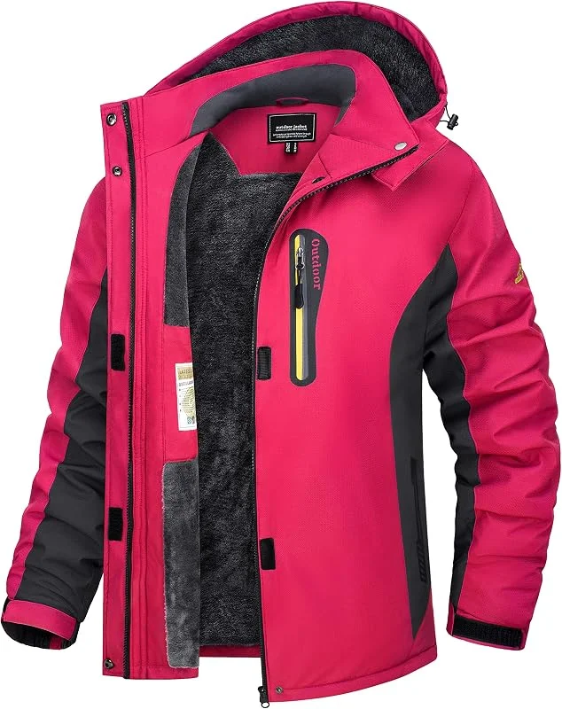 TACVASEN Veste Imperméable Femme Veste Softshell Femme Polaire Capuche Amovible Anorak Manteau Hiver Parka Impermeable Coupe Vent Chaud — Vetements ski