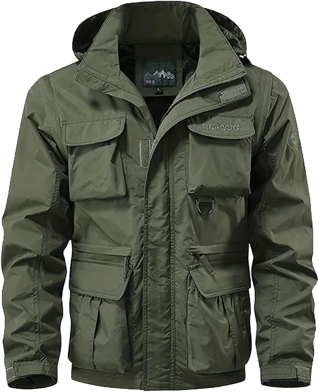 Ski Veste Polaire Homme De Ski Outdoor d'hiver Manteau Blouson Tactique Randonnée avec Capuche Amovible pour Voyage Épais Coupe-Vent Snowboard — Vetements ski