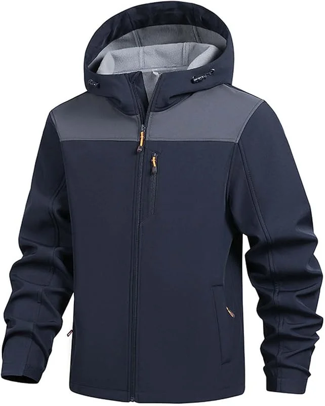 Générique Blouson Homme Hiver Chaud Ski Zippé D'Hiver Outdoor Veste Manteau Randonnée Avec Capuche Amovible Militaire Softshell Épais Parka Fonctionnel — Vetements ski