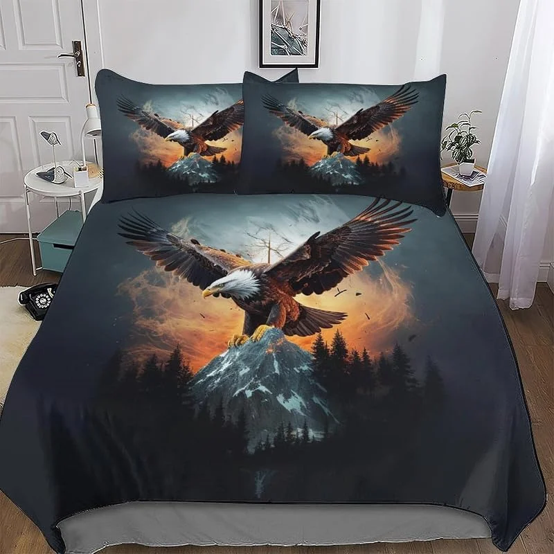 Aigle Parure De Lit Housse De Couette avec Taie d'oreiller 3 Pièces Microfibre pour Enfants Adultes Housse Couette Double (200x200cm) — Equipement ski