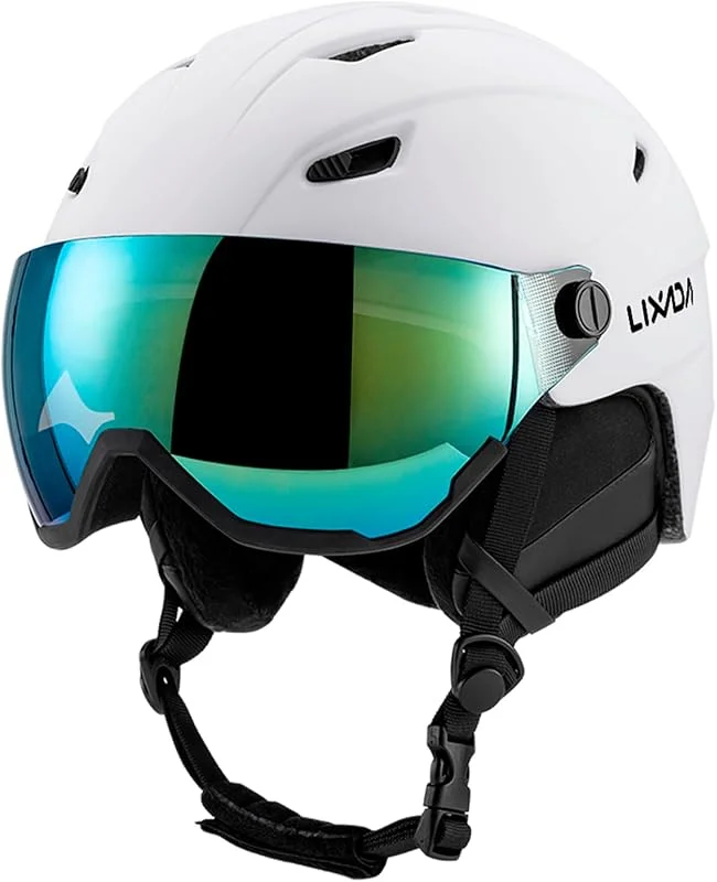 Casque de Snowboard Réglable pour Homme et Femme, Casque de Ski Résistant aux Chocs avec Lunettes, Idéal pour Les Amateurs Sports d'hiver, Matériau PC EPS, Noir, Blanc, Orange, Violet — Equipement ski