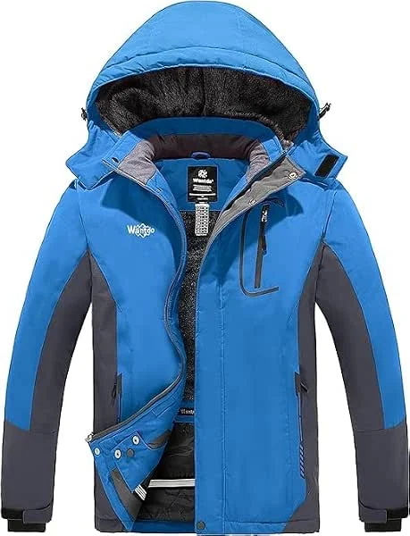 Wantdo Homme Manteau d'hiver Chaud avec Capuche Veste de Ski Imperméable — Vetements ski