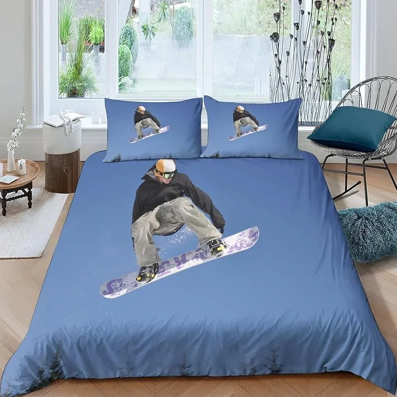 Ski Sports Extrêmes Housse De Couette 230X220 Cm - Parure De Lit Adulte en Microfibre 1, 2 Personnes avec Fermeture Éclair, Housse Couette Imprimé avec 2 Taies d'oreiller - Facile À Entre -84811960079 — Equipement ski
