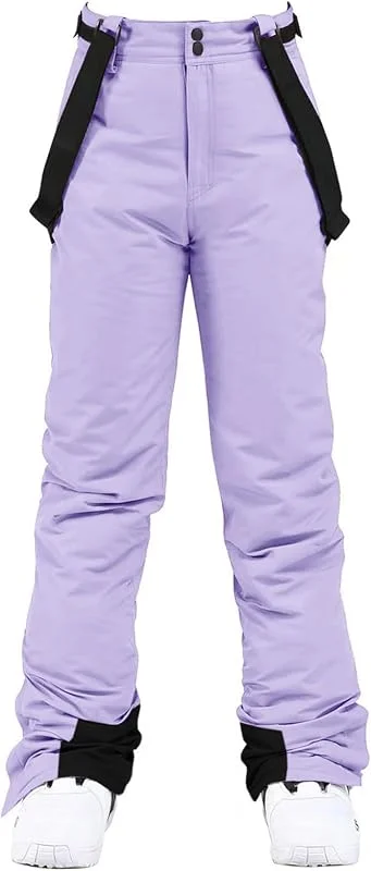 HOTIAN Pantalon de ski à bretelles pour femme, pantalon de snowboard pour femme, chaud, imperméable, coupe-vent, amovible, pantalon de ski de fond, pantalon thermique, pantalon de randonnée — Vetements ski
