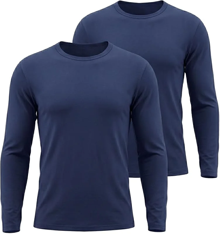 Lot de 2 sous Vetement Thermique Homme Maillot de Corps à Col Rond Manches Longues Hiver sous-Vêtements Haut Chauds Ultra Doux Base Layer — Vetements ski