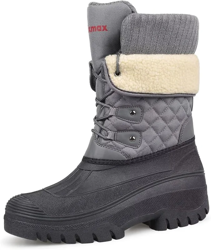 Bottes Femme Hiver Bottes de Neige Doublées Chaudes Bottes D'hiver à Tige Imperméable et Semelles Antidérapantes — Equipement ski