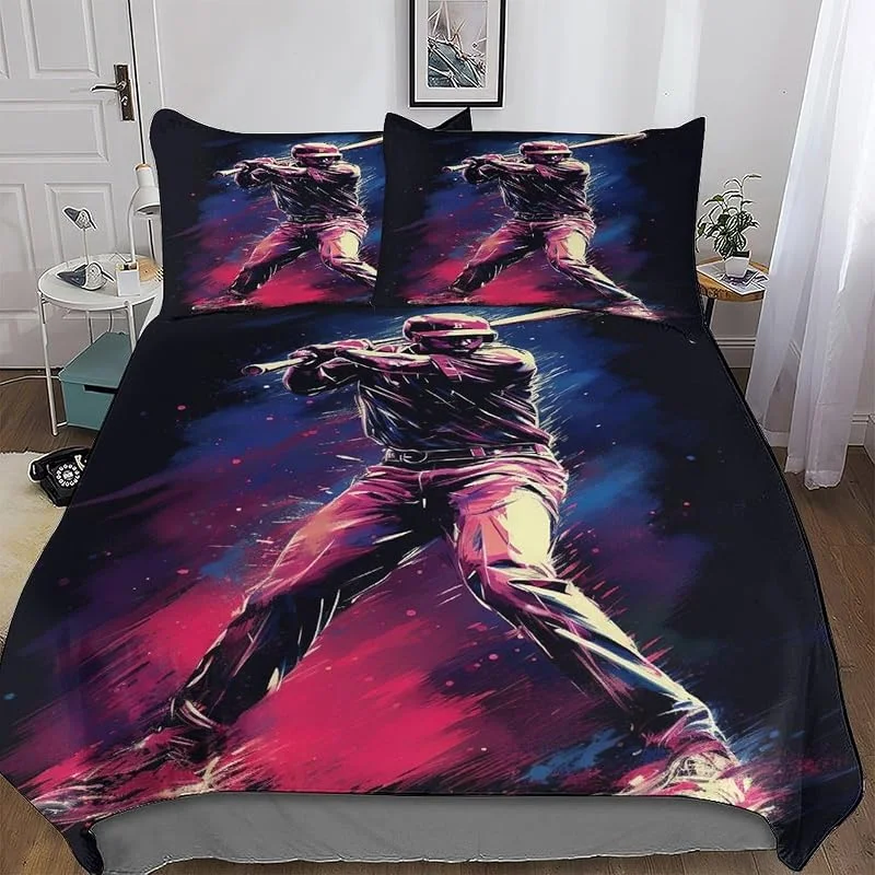 Baseball Housse De Couette avec Taie d'oreiller Parure De Lit pour Toutes Les Saisons Hypoallergénique Microfibre Coton Ensemble Housse Couette Double (200x200cm) — Equipement ski