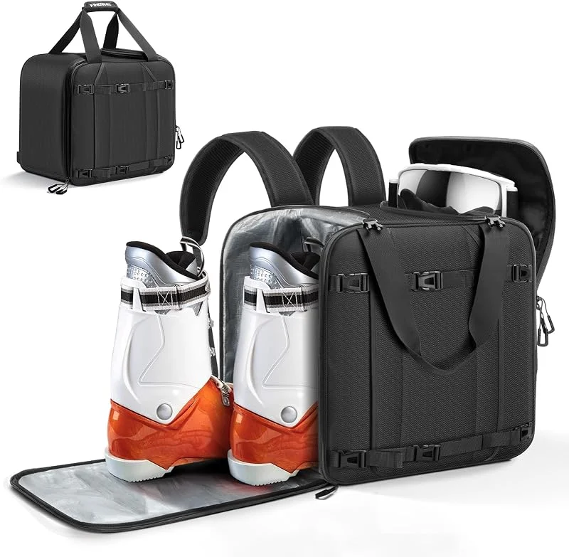 Findway Sac à Chaussures de Ski，55L Housses à Skis avec Compartiment pour Casque, pour Veste, Casque, Lunettes de Protection, Gants — Equipement ski