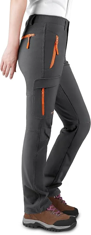 KUTOOK Pantalon Ski Randonnee Femme Hiver Chaud Coupe Vent Softshell Travail Impermeable Polaire Sport Jogging — Vetements ski