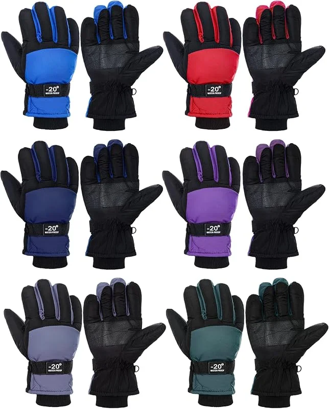 Bencailor 6 Paires Gants d'hiver pour Enfants Ski Imperméables Gants de Neige Chauds pour Garçon Fille Sport — Vetements ski