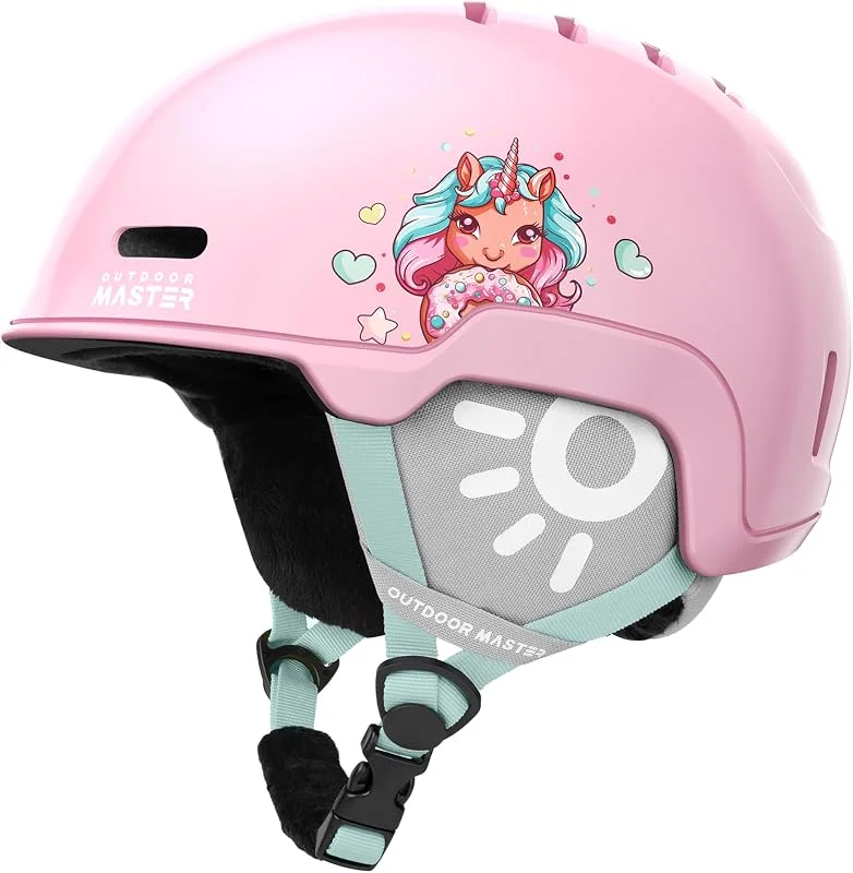 Outdoor Master Casque de Ski Enfant, Fille Modèle Reindeers Kids – Technologie In-Mold avec 12 prises d'air – Réglage de roue et doublure amovible, certifié ASTM — Equipement ski