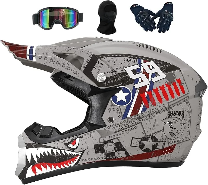 Casque Moto Cross Enfant, Motocross pour Garçon Et Fille 6-15 Ans, Homme VTT Integral, Femme Cycliste pour Enfants, Scooter De Ski — Equipement ski