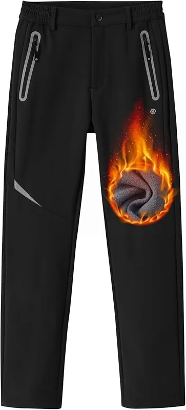 MoFiz Pantalon Ski Enfant Pantalon Polaire Chaud Enfant Pantalon Randonnee Softshell Pantalons Garçons Filles Doux Respirant avec Poche Zippée — Vetements ski