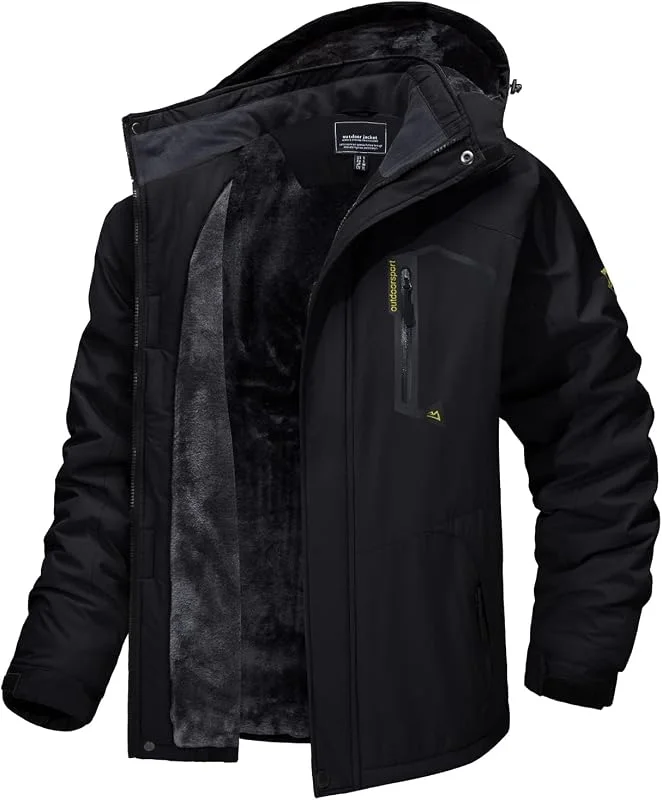 MAGCOMSEN Manteau Ski Homme Veste Imperméable en Polaire Coupe-Vent Chaude Avec Multi-Poches et Capuche Détachable — Vetements ski