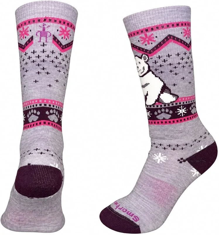 Smartwool Kids' Wintersport Full Cushion Polar Bear Pattern OTC Socks Chaussette, Purple Eclipse, S Mixte Enfant — Vetements ski