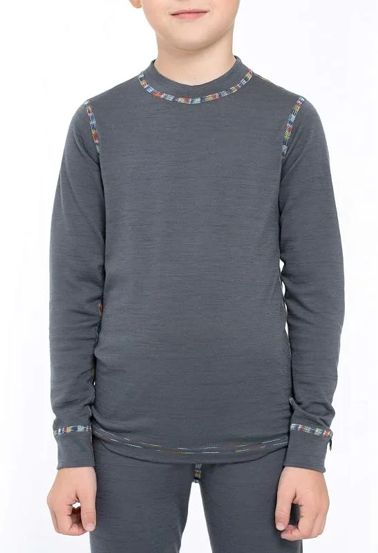 menique T-shirt unisexe à manches longues en laine mérinos bio pour filles et garçons — Vetements ski