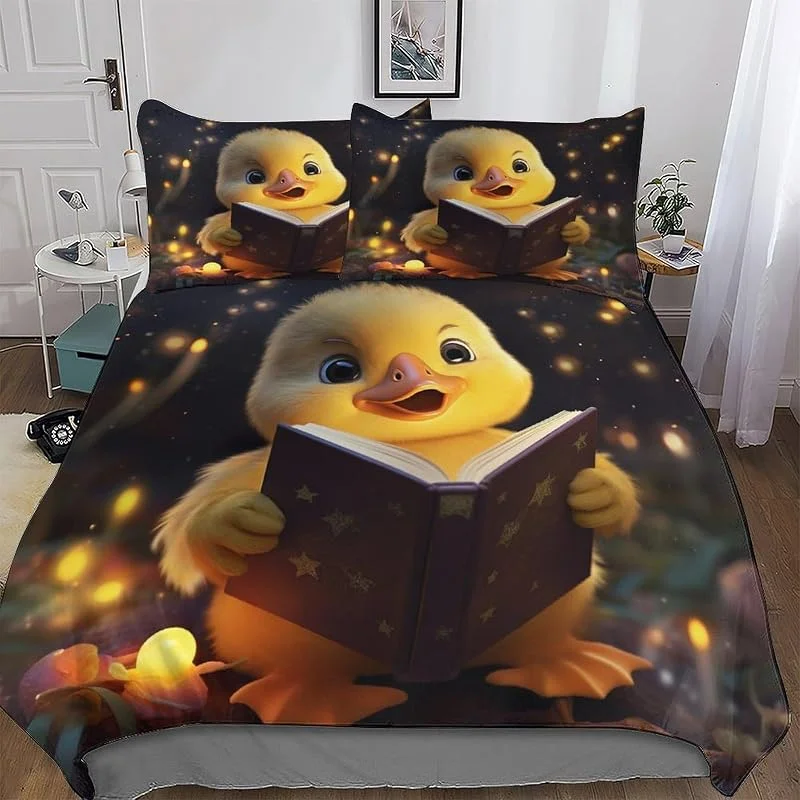 Animal Canard Parure De Lit 3D Housse De Couette avec Taie d'oreiller - Housse Couette pour Garçons Et Filles Microfibre Double (200x200cm) — Equipement ski