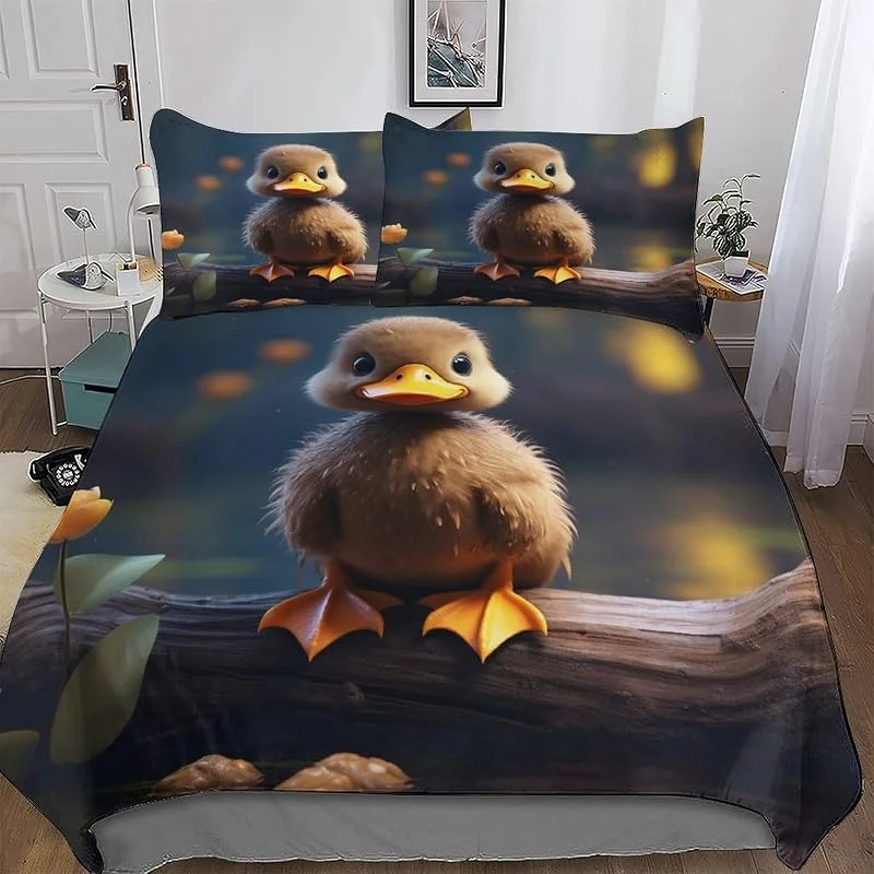Animal Canard Housse De Couette avec Taie d'oreiller Parure De Lit pour Toutes Les Saisons Hypoallergénique Microfibre Coton Ensemble Housse Couette Double (200x200cm) — Equipement ski
