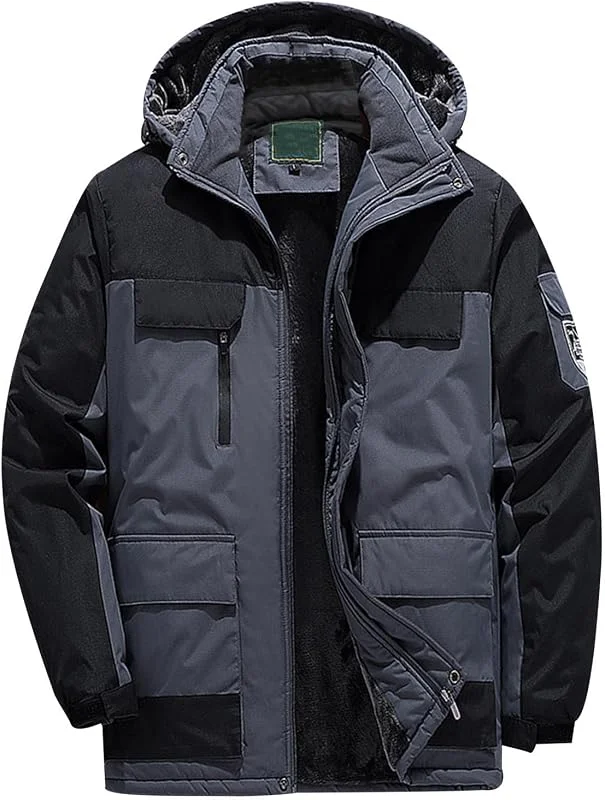 Generisch Manteau d'hiver surdimensionné pour homme - Veste de ski chaude en laine - Combinaison de randonnée en plein air — Vetements ski