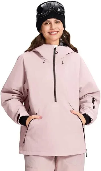 Pioneer Camp Veste de snowboard pour femme - Imperméable - Coupe-vent - Respirante - Chaude - Avec capuche et jupe pare-neige amovible - Veste de ski fonctionnelle baggy pour le ski et le snowboard — Vetements ski