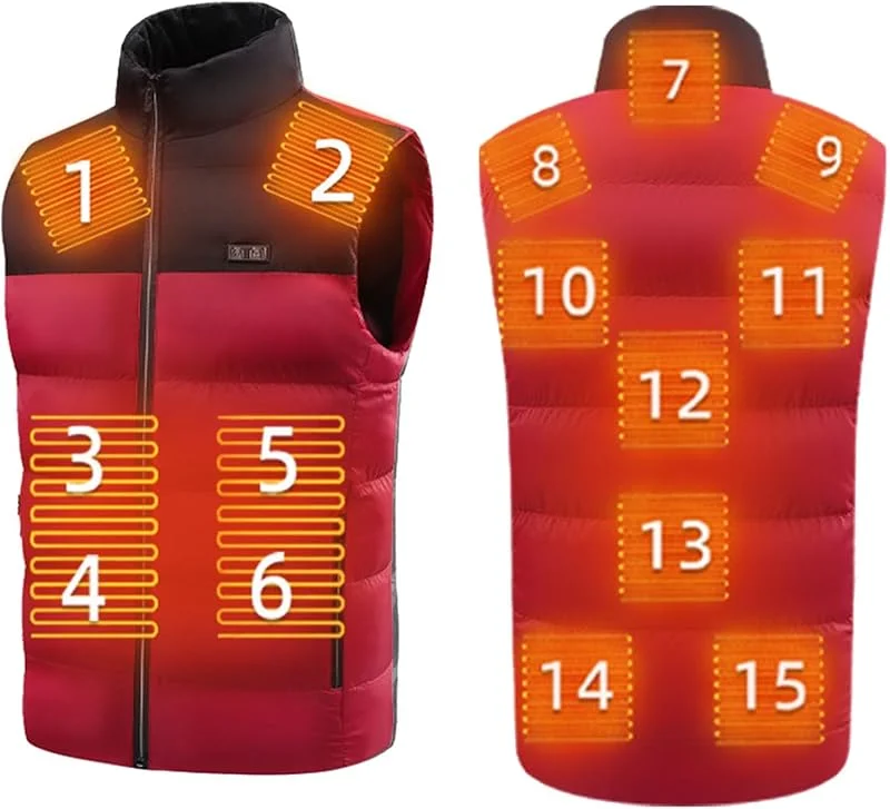 Doudoune Chauffante Électrique USB Vêtement Gilet Chaud Manteau Femme Hiver Lavable Veste Homme Chaude Ave Zones 3 Températures Réglables Pour Moto Ski Chasse — Vetements ski