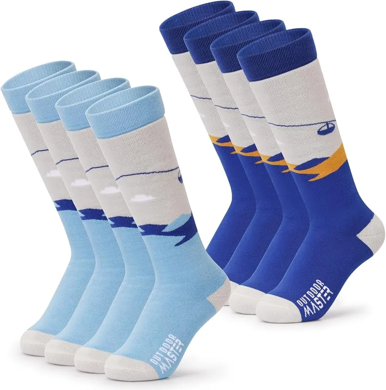 OutdoorMaster Chaussettes de Ski Enfants, Chaussettes Thermique Manchette Antidérapante Sur Le Mollet (OTC) Pour Homme et Femme — Vetements ski